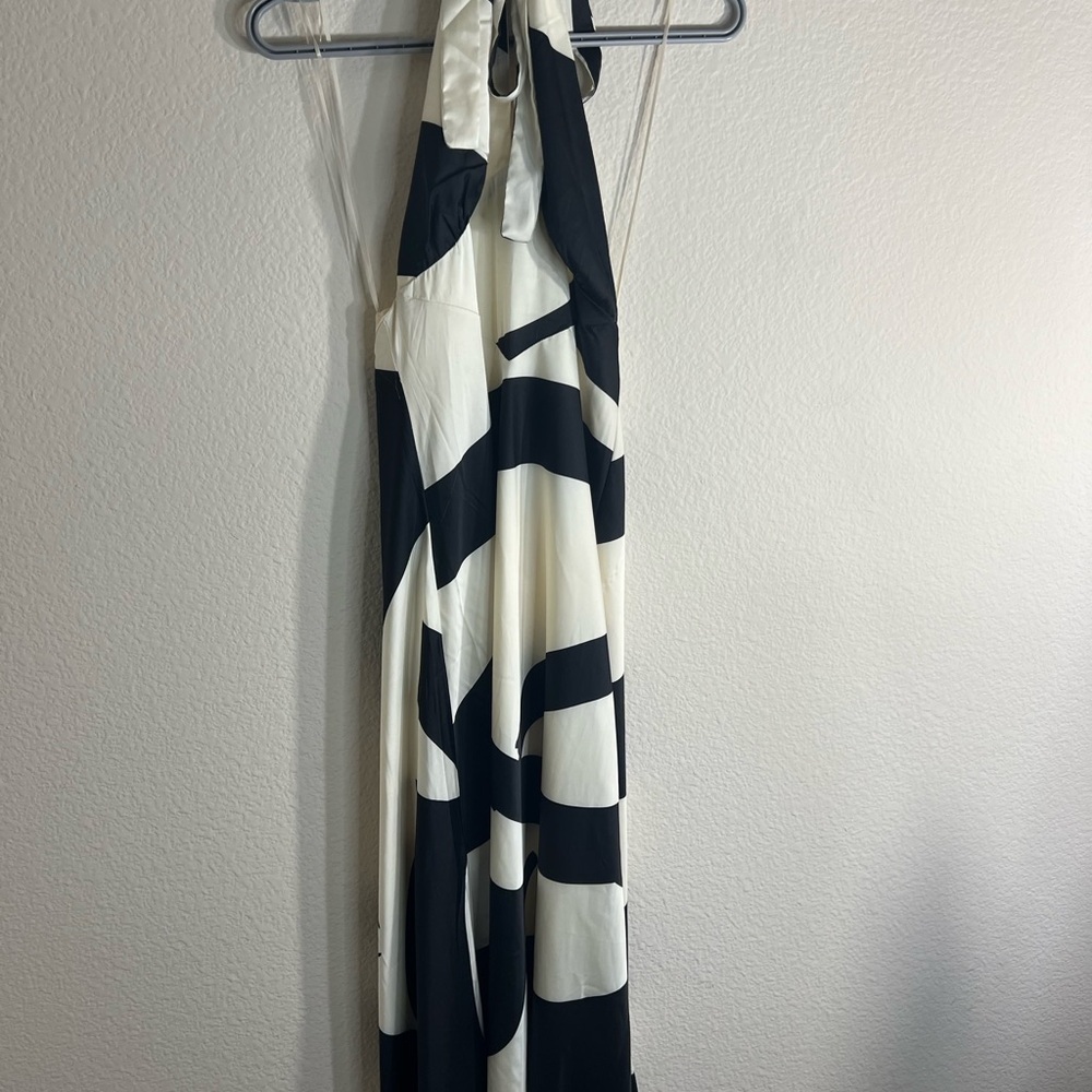 Anthropologie women’s Bardot Citron abstract colorblock print Halter Midi Dress - Picture 4 of 12